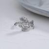 image:imageCZ Tulip Flower Statemeng Ring for Women Girls Silvery Sideways Flowers Adjustable Open Wide Wrap Finger Rings Comfort Fit Elegant Wedding Engagement Birthday Anniversary Jewelry Gift