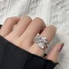 image:imageCZ Tulip Flower Statemeng Ring for Women Girls Silvery Sideways Flowers Adjustable Open Wide Wrap Finger Rings Comfort Fit Elegant Wedding Engagement Birthday Anniversary Jewelry Gift