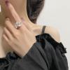 image:imageCZ Tulip Flower Statemeng Ring for Women Girls Silvery Sideways Flowers Adjustable Open Wide Wrap Finger Rings Comfort Fit Elegant Wedding Engagement Birthday Anniversary Jewelry Gift