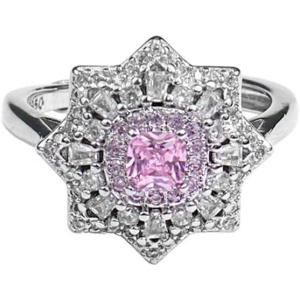 image:imageLuxury Princess Cut CZ Wedding Engagement Ring for Women Girls Silver Tone Fashion Pink Diamond Expandable Adjustable Wrap Rings Comfort Fit Dainty Valentine Anniversary Party Jewelry Gift for Her