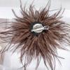 image:imageBeaded Feather Flower Large Brooch Pin for Women Men Elegant Oversized Dandelion Pompom Floral Brooches Pins Wedding Ceremony Cocktail Party Boutonniere Dress Accessories Jewelry 180mmBrown