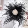 image:imageBeaded Feather Flower Large Brooch Pin for Women Men Elegant Oversized Dandelion Pompom Floral Brooches Pins Wedding Ceremony Cocktail Party Boutonniere Dress Accessories Jewelry 180mmBlack