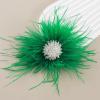 image:imageBeaded Feather Flower Large Brooch Pin for Women Men Elegant Oversized Dandelion Pompom Floral Brooches Pins Wedding Ceremony Cocktail Party Boutonniere Dress Accessories Jewelry 180mmGreen
