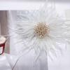 image:imageBeaded Feather Flower Large Brooch Pin for Women Men Elegant Oversized Dandelion Pompom Floral Brooches Pins Wedding Ceremony Cocktail Party Boutonniere Dress Accessories Jewelry 180mmWhite