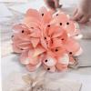 image:imageDainty Black Dots Flower Brooch Pin for Women Ladies Charming Satin Fabric Rose Peony Floral Brooches Hair Clips Pins Elegant Wedding Cocktail Party Hat Bag Suit Clothing Dress Accessories 3 inchesPeach Pink