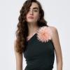 image:imageDtja 4 Large Daisy Fabric Flower Brooch for Women Girls Dainty Lightweight Colorful PomPom Fluffy Floral Brooches Lapel Hair Clip Hat Bag Pins Elegant Wedding Cocktail Birthday Party Dress Accessories JewelryPinkishorange
