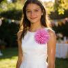 image:imageDtja 4 Large Daisy Fabric Flower Brooch for Women Girls Dainty Lightweight Colorful PomPom Fluffy Floral Brooches Lapel Hair Clip Hat Bag Pins Elegant Wedding Cocktail Birthday Party Dress Accessories JewelryPink