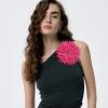 image:imageDtja 4 Large Daisy Fabric Flower Brooch for Women Girls Dainty Lightweight Colorful PomPom Fluffy Floral Brooches Lapel Hair Clip Hat Bag Pins Elegant Wedding Cocktail Birthday Party Dress Accessories JewelryFushcia