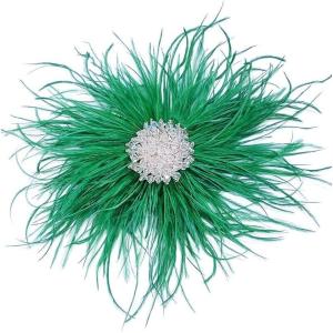 image:imageBeaded Feather Flower Large Brooch Pin for Women Men Elegant Oversized Dandelion Pompom Floral Brooches Pins Wedding Ceremony Cocktail Party Boutonniere Dress Accessories Jewelry 180mmGreen