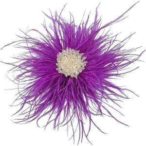 image:imageBeaded Feather Flower Large Brooch Pin for Women Men Elegant Oversized Dandelion Pompom Floral Brooches Pins Wedding Ceremony Cocktail Party Boutonniere Dress Accessories Jewelry 180mmPurple