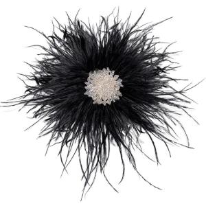 image:imageBeaded Feather Flower Large Brooch Pin for Women Men Elegant Oversized Dandelion Pompom Floral Brooches Pins Wedding Ceremony Cocktail Party Boutonniere Dress Accessories Jewelry 180mmBlack