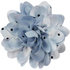 image:imageDainty Black Dots Flower Brooch Pin for Women Ladies Charming Satin Fabric Rose Peony Floral Brooches Hair Clips Pins Elegant Wedding Cocktail Party Hat Bag Suit Clothing Dress Accessories 3 inchesGrey Blue