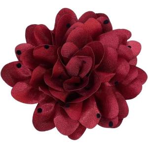 image:imageDainty Black Dots Flower Brooch Pin for Women Ladies Charming Satin Fabric Rose Peony Floral Brooches Hair Clips Pins Elegant Wedding Cocktail Party Hat Bag Suit Clothing Dress Accessories 3 inchesWine Red