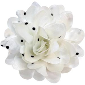 image:imageDainty Black Dots Flower Brooch Pin for Women Ladies Charming Satin Fabric Rose Peony Floral Brooches Hair Clips Pins Elegant Wedding Cocktail Party Hat Bag Suit Clothing Dress Accessories 3 inchesWhite