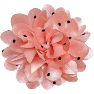 image:imageDainty Black Dots Flower Brooch Pin for Women Ladies Charming Satin Fabric Rose Peony Floral Brooches Hair Clips Pins Elegant Wedding Cocktail Party Hat Bag Suit Clothing Dress Accessories 3 inchesPeach Pink