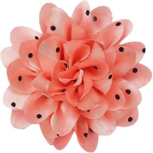 image:imageDainty Black Dots Flower Brooch Pin for Women Ladies Charming Satin Fabric Rose Peony Floral Brooches Hair Clips Pins Elegant Wedding Cocktail Party Hat Bag Suit Clothing Dress Accessories 3 inchesCoral Pink