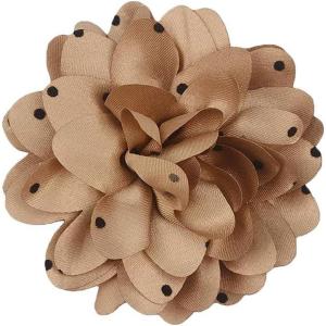 image:imageDainty Black Dots Flower Brooch Pin for Women Ladies Charming Satin Fabric Rose Peony Floral Brooches Hair Clips Pins Elegant Wedding Cocktail Party Hat Bag Suit Clothing Dress Accessories 3 inchesKhaki