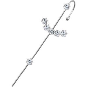 image:image1 PC of Ear Wrap Crawler Hook Earrings for Women Girls Minimalist Dainty CZ Crystal Bar Piercing Ear Cuff Stud Safety Pin Dainty Unique Earring Fashion Jewelry Party BFF Gifts Curved CZ