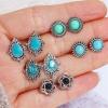 image:image5 Pairs Boho Small Stud Earrings Set for Women Girls Vintage Imitation Turquoise Blue Teardrop Flower Studs Cartilage Tragus Post Trendy Dainty Bohemian Jewelry Birthday Party Gifts Best Friend