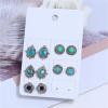 image:image5 Pairs Boho Small Stud Earrings Set for Women Girls Vintage Imitation Turquoise Blue Teardrop Flower Studs Cartilage Tragus Post Trendy Dainty Bohemian Jewelry Birthday Party Gifts Best Friend