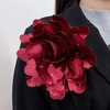 image:imageDtja Large Fabric Rose Flower Brooch Pin for Women Fashion Sequined Satin Peony Camellia Flowers Corsage Brooches Pins for Wedding Party Dance Banquet Dress Suit Clothes Accessories Jewelry 160mm63inWine Red