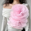 image:imageHandmade Layer Large Organza Rose Flower Brooch amp Applique for Women Ladies  135 x 106 Fabric Floral Brooches Lapel Pin for Her Elegant Wedding Party Banquet Dress Suit AccessoriesPink