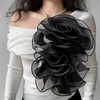 image:imageHandmade Layer Large Organza Rose Flower Brooch amp Applique for Women Ladies  135 x 106 Fabric Floral Brooches Lapel Pin for Her Elegant Wedding Party Banquet Dress Suit AccessoriesBlack