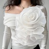 image:imageHandmade Layer Large Organza Rose Flower Brooch amp Applique for Women Ladies  135 x 106 Fabric Floral Brooches Lapel Pin for Her Elegant Wedding Party Banquet Dress Suit AccessoriesWhite