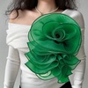 image:imageHandmade Layer Large Organza Rose Flower Brooch amp Applique for Women Ladies  135 x 106 Fabric Floral Brooches Lapel Pin for Her Elegant Wedding Party Banquet Dress Suit AccessoriesGreen