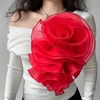 image:imageHandmade Layer Large Organza Rose Flower Brooch amp Applique for Women Ladies  135 x 106 Fabric Floral Brooches Lapel Pin for Her Elegant Wedding Party Banquet Dress Suit AccessoriesRed