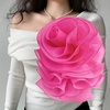 image:imageHandmade Layer Large Organza Rose Flower Brooch amp Applique for Women Ladies  135 x 106 Fabric Floral Brooches Lapel Pin for Her Elegant Wedding Party Banquet Dress Suit AccessoriesDeep Pink