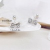 image:image18g Crystal Bowknot Stud Earrings for Women 925 Sterling Silver Post Pin Cute Butterfly Bow 4mm Ball Back Cartilage Tragus Screw Post Dainty Birthday Wedding JewelryClear CZ