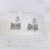 image:image18g Crystal Bowknot Stud Earrings for Women 925 Sterling Silver Post Pin Cute Butterfly Bow 4mm Ball Back Cartilage Tragus Screw Post Dainty Birthday Wedding JewelryClear CZ