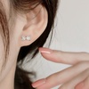 image:image18g Crystal Bowknot Stud Earrings for Women 925 Sterling Silver Post Pin Cute Butterfly Bow 4mm Ball Back Cartilage Tragus Screw Post Dainty Birthday Wedding JewelryClear CZ