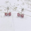 image:image18g Crystal Bowknot Stud Earrings for Women 925 Sterling Silver Post Pin Cute Butterfly Bow 4mm Ball Back Cartilage Tragus Screw Post Dainty Birthday Wedding JewelryPink CZ