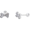 image:image18g Crystal Bowknot Stud Earrings for Women 925 Sterling Silver Post Pin Cute Butterfly Bow 4mm Ball Back Cartilage Tragus Screw Post Dainty Birthday Wedding JewelryClear CZ