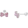 image:image18g Crystal Bowknot Stud Earrings for Women 925 Sterling Silver Post Pin Cute Butterfly Bow 4mm Ball Back Cartilage Tragus Screw Post Dainty Birthday Wedding JewelryPink CZ