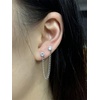 image:imageCZ Double Piercing Tassel Chain Drop Small Stud Ear Cuff Earrings for Women Girls Stainless Steel Minimalist Threader Crawler Climber Cartilage Jewerly