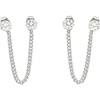 image:imageCZ Double Piercing Tassel Chain Drop Small Stud Ear Cuff Earrings for Women Girls Stainless Steel Minimalist Threader Crawler Climber Cartilage Jewerly