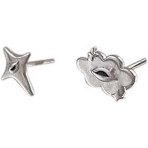image:imageCute Black Star Cloud Earrings for Women Girls 925 Sterling Silver Hypoallergenic Asymmetrical Enamel Small Evil Eye Weather Stud Cartilage Fashion Punk Halloween Birthday Christmas Jewelry Gifts