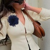 image:image47in Fabric Dahlia Flower Brooch for Women Elegant Large Rose Sorority Paraphernalia Brooches Pins Wedding Party Events Corsage Accessories JewelryNavy