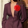 image:image47in Fabric Dahlia Flower Brooch for Women Elegant Large Rose Sorority Paraphernalia Brooches Pins Wedding Party Events Corsage Accessories JewelryRed