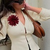 image:image47in Fabric Dahlia Flower Brooch for Women Elegant Large Rose Sorority Paraphernalia Brooches Pins Wedding Party Events Corsage Accessories JewelryWine Red