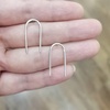 image:imageMinimalist Upside Down U Shape Earrings for Women Girls S925 Sterling Silver Lightweight Open Wire Needle Drop Dangle Threader Stud Earring Hypoallergenic Simple Jewelry