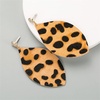 image:imageExaggerated Leopard Print Leather Leaf Dangle Drop Earrings for Women Girls Boho Long Big Handmade Statement Hook Stud Earrings Vintage Bhemian Lightweight Jewelry Simple