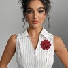 image:imageRhinestone Camellia Flower Brooch Pin for Women Ladies Unisex Fashion Crystal Rose Clover Floral Brooches Lapel Pins Dainty Dress Accessories Jewelry Gift Boutonniere Corsage Wedding Holiday Party 70mmRed