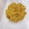 image:imageRhinestone Camellia Flower Brooch Pin for Women Ladies Unisex Fashion Crystal Rose Clover Floral Brooches Lapel Pins Dainty Dress Accessories Jewelry Gift Boutonniere Corsage Wedding Holiday Party 70mmGold
