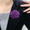 image:imageRhinestone Camellia Flower Brooch Pin for Women Ladies Unisex Fashion Crystal Rose Clover Floral Brooches Lapel Pins Dainty Dress Accessories Jewelry Gift Boutonniere Corsage Wedding Holiday Party 70mmRoyal Purple