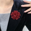 image:imageRhinestone Camellia Flower Brooch Pin for Women Ladies Unisex Fashion Crystal Rose Clover Floral Brooches Lapel Pins Dainty Dress Accessories Jewelry Gift Boutonniere Corsage Wedding Holiday Party 70mmRed