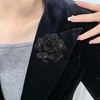 image:imageRhinestone Camellia Flower Brooch Pin for Women Ladies Unisex Fashion Crystal Rose Clover Floral Brooches Lapel Pins Dainty Dress Accessories Jewelry Gift Boutonniere Corsage Wedding Holiday Party 70mmBlack Grey